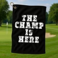 Funny Fantasy Football The Champ Is Here Golf Towel thumb 1
