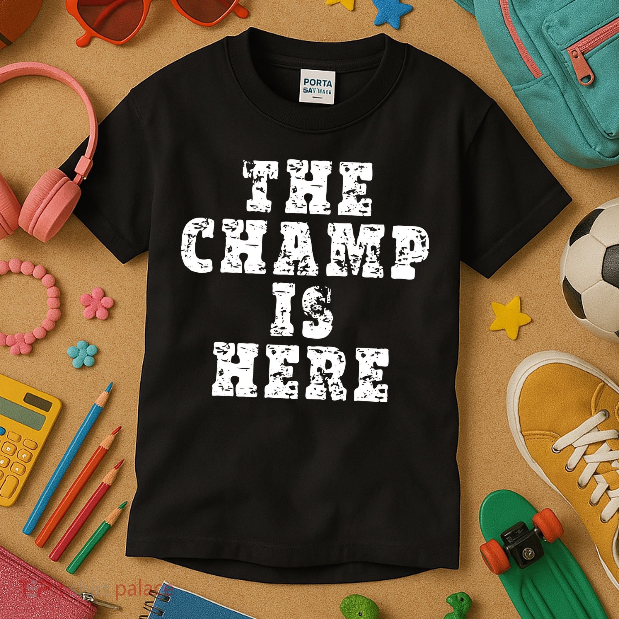 Funny Fantasy Football The Champ Is Here Kids T-Shirt