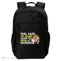 Funny Feel Safe at Night Sleep With a Nurse! Backpack thumb 0
