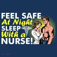Funny Feel Safe at Night Sleep With a Nurse! Button thumb 1