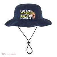 Funny Feel Safe at Night Sleep With a Nurse! Bucket Hat thumb 0