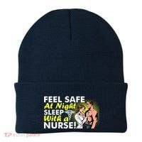 Funny Feel Safe at Night Sleep With a Nurse! Beanie thumb 0