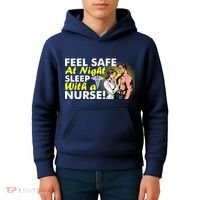 Funny Feel Safe at Night Sleep With a Nurse! Kids Hoodie thumb 4