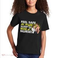 Funny Feel Safe at Night Sleep With a Nurse! Kids T-Shirt thumb 2