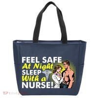 Funny Feel Safe at Night Sleep With a Nurse! Tote Bag thumb 0