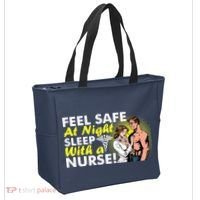 Funny Feel Safe at Night Sleep With a Nurse! Tote Bag thumb 2