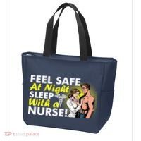Funny Feel Safe at Night Sleep With a Nurse! Tote Bag thumb 3