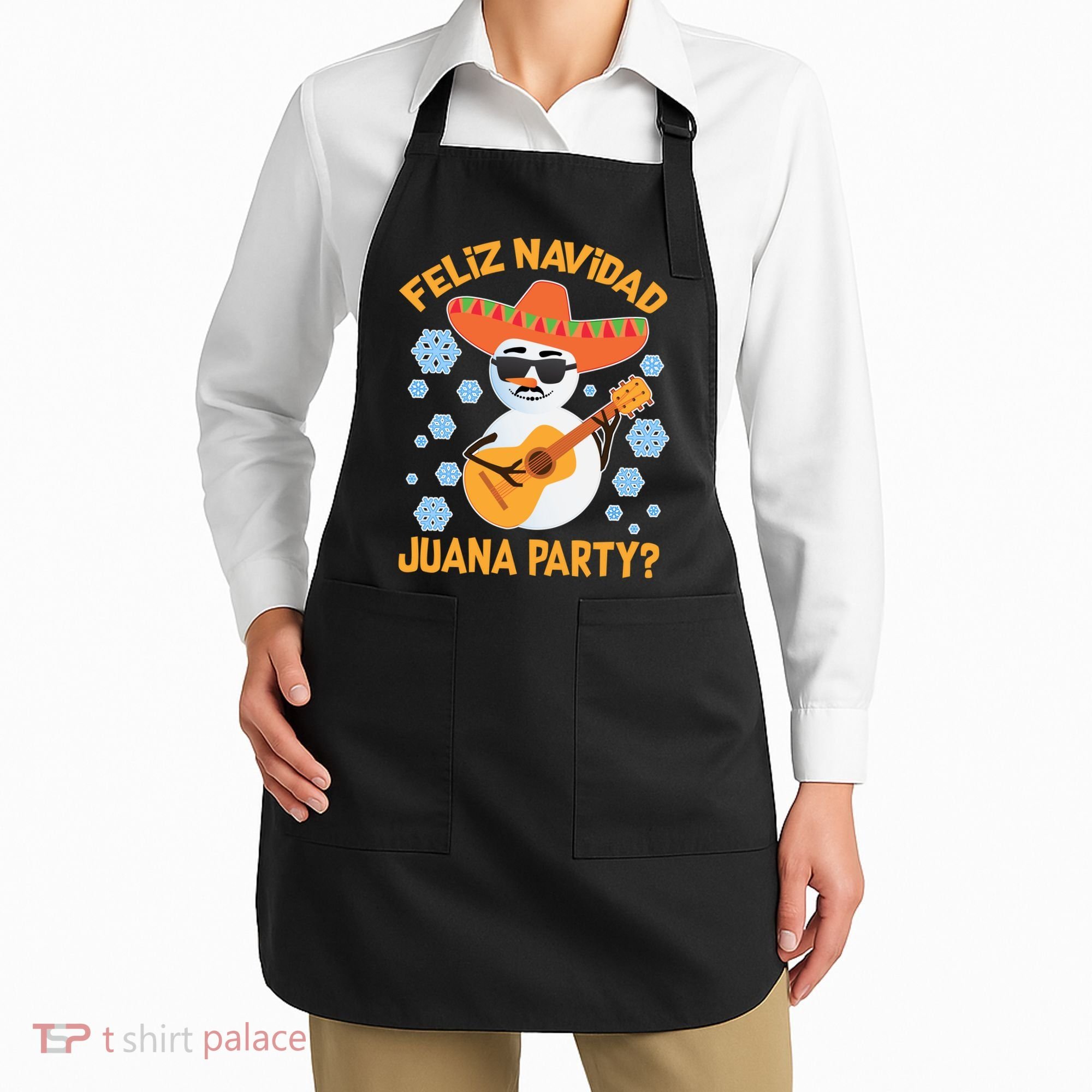 Funny Feliz Navidad Juana Party Snowman Apron