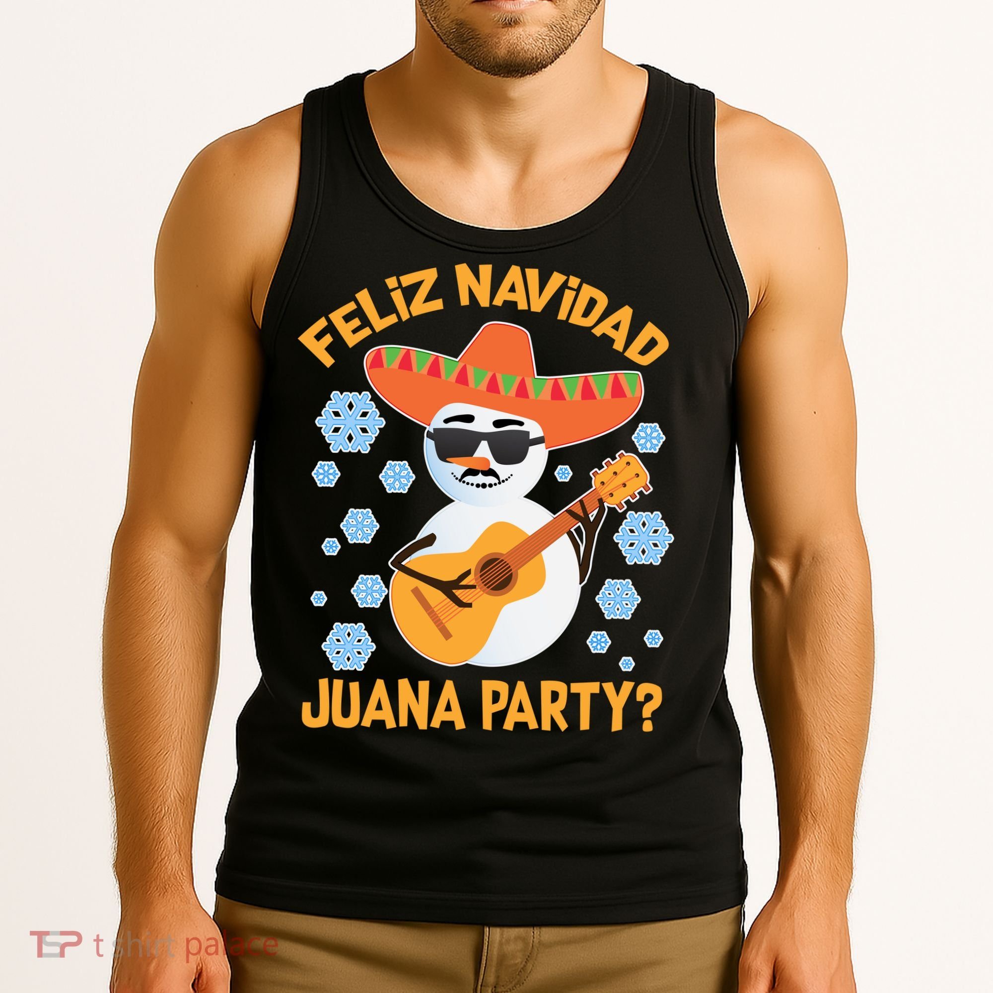 Funny Feliz Navidad Juana Party Snowman Tank Top