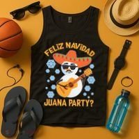 Funny Feliz Navidad Juana Party Snowman Tank Top thumb 4