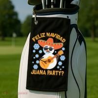 Funny Feliz Navidad Juana Party Snowman Golf Towel thumb 2