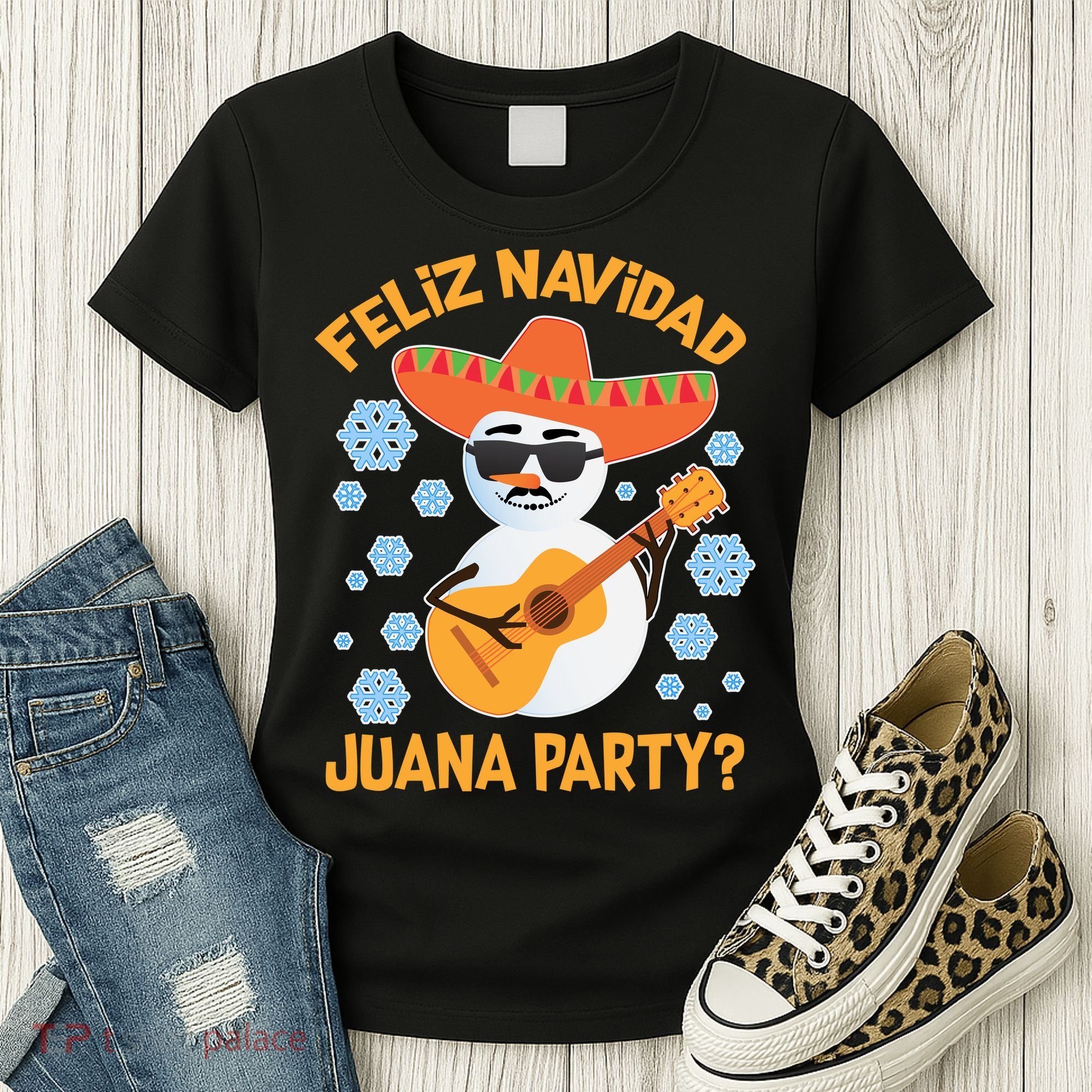 Funny Feliz Navidad Juana Party Snowman Women's T-Shirt
