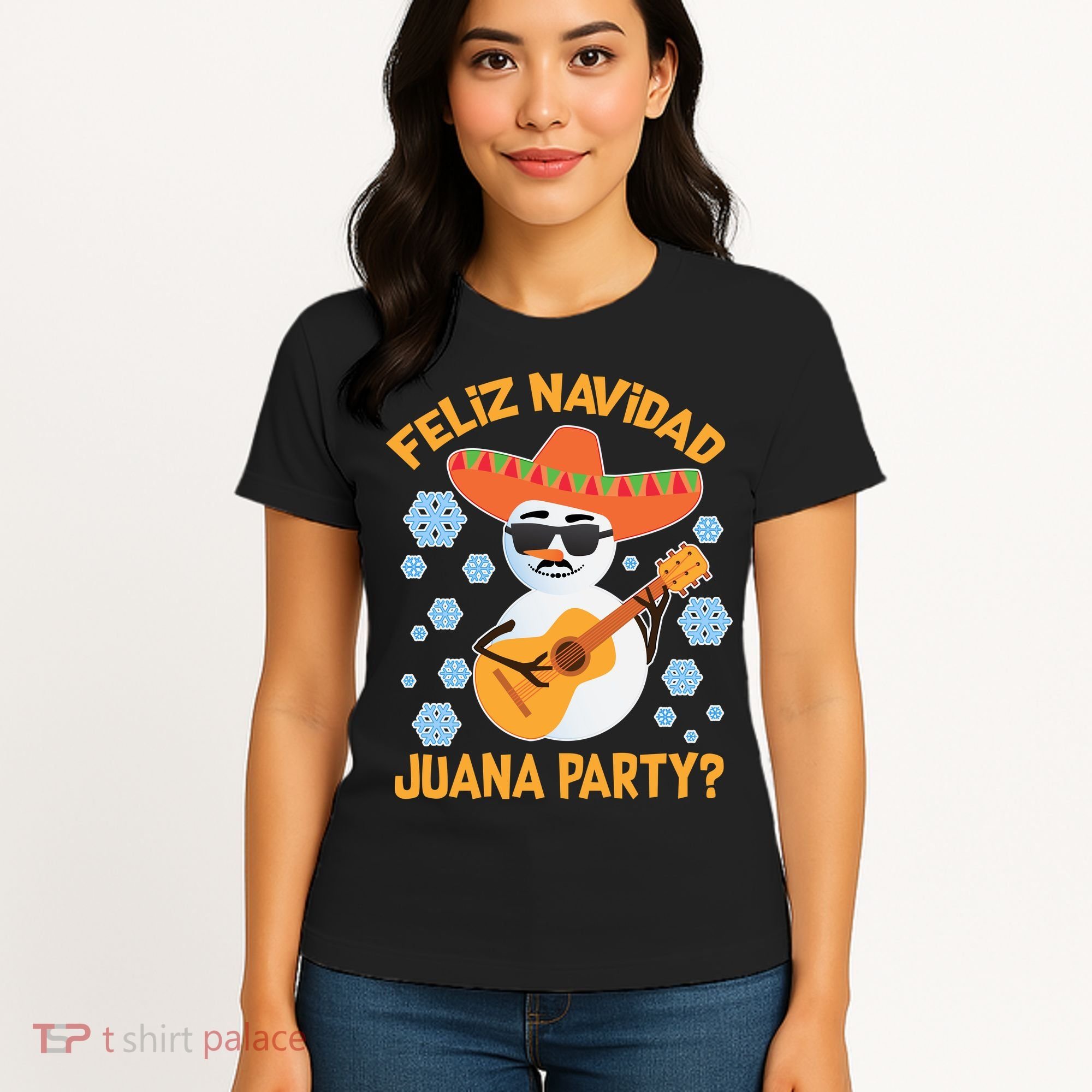 Funny Feliz Navidad Juana Party Snowman Women's T-Shirt
