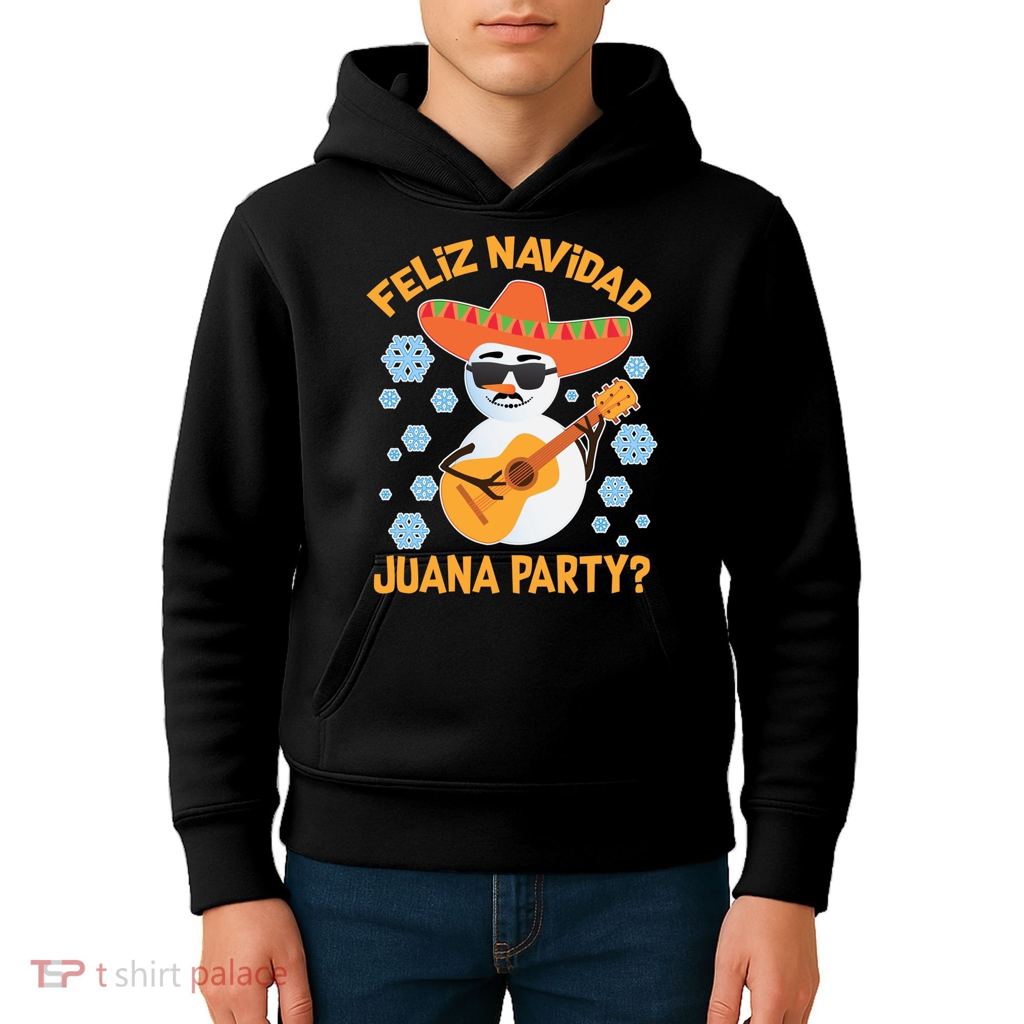 Funny Feliz Navidad Juana Party Snowman Kids Hoodie