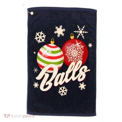 Funny Festive Christmas Balls Golf Towel