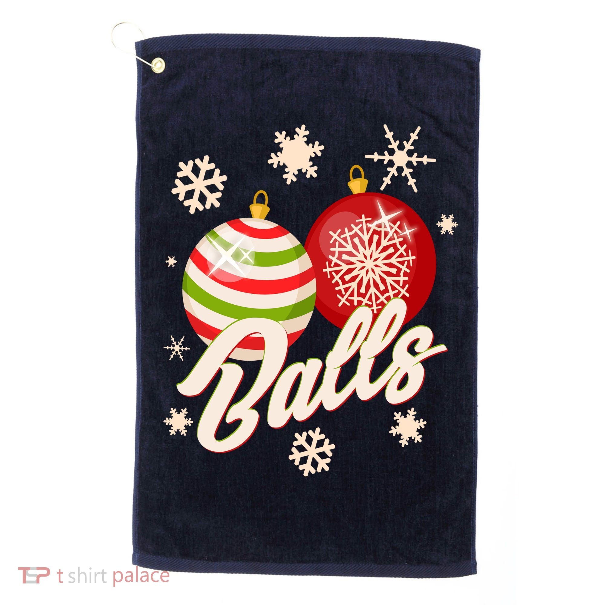 Funny Festive Christmas Balls Golf Towel