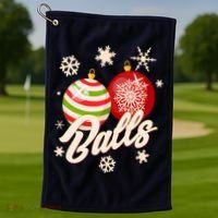 Funny Festive Christmas Balls Golf Towel thumb 1