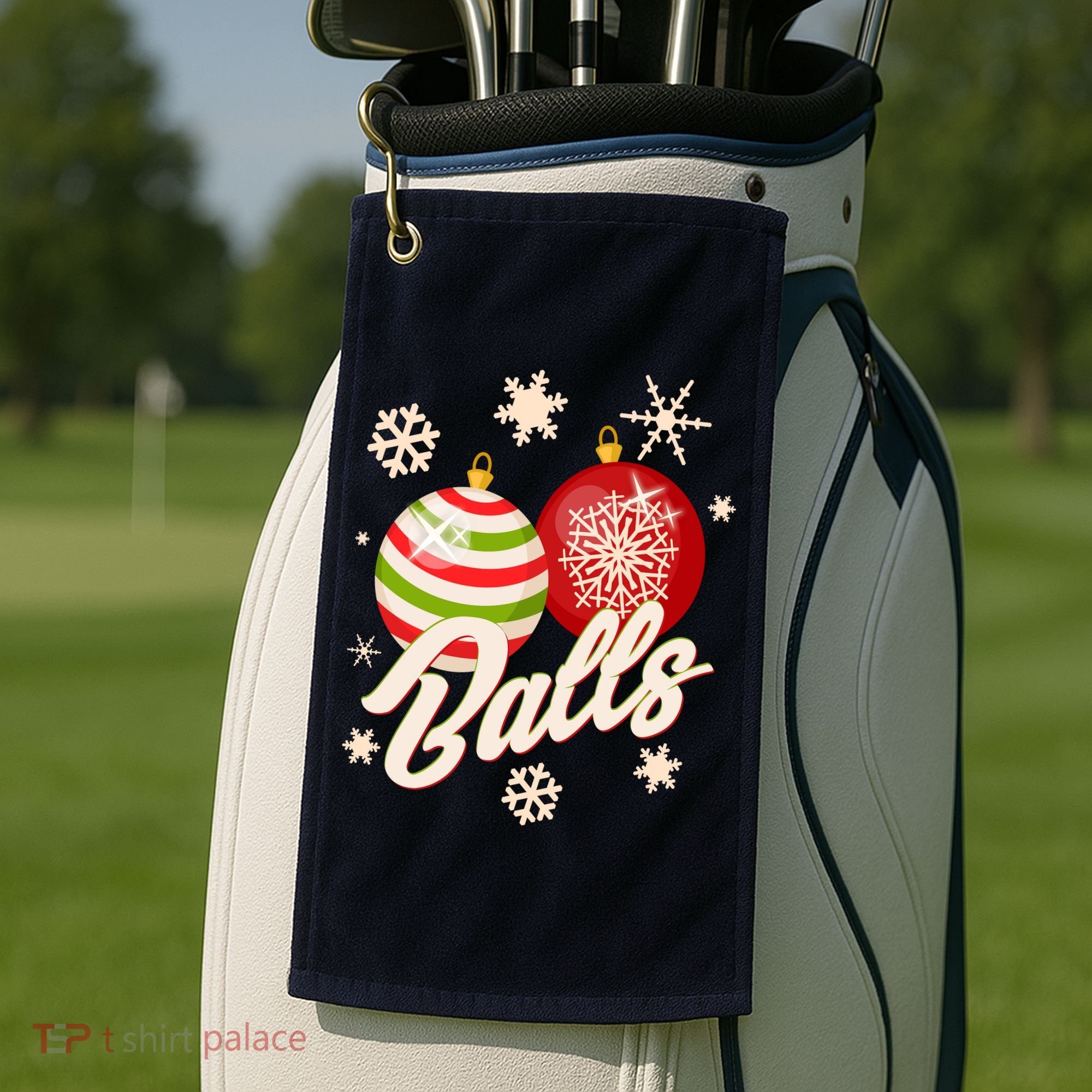 Funny Festive Christmas Balls Golf Towel