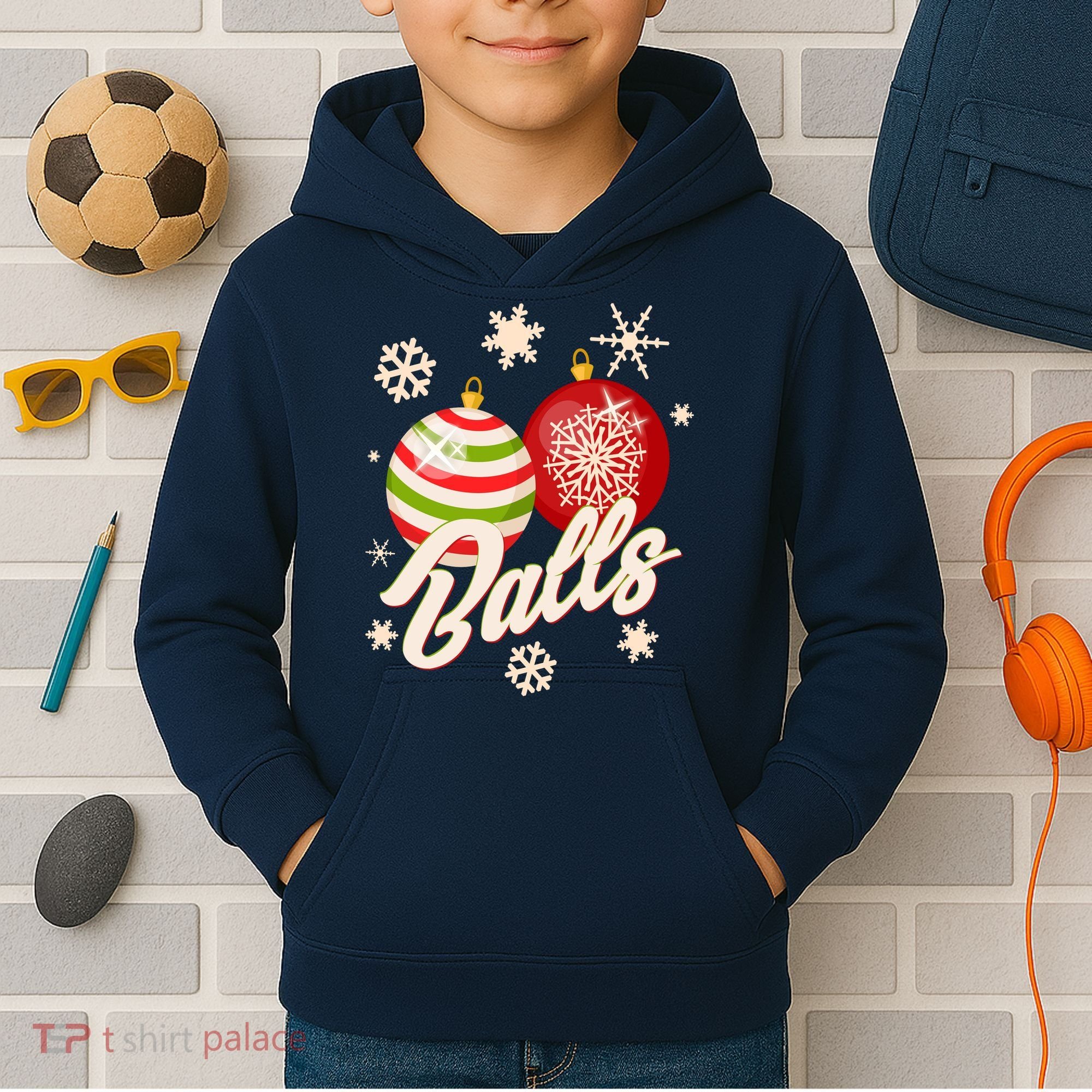 Funny Festive Christmas Balls Kids Hoodie