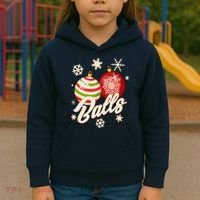 Funny Festive Christmas Balls Kids Hoodie thumb 3