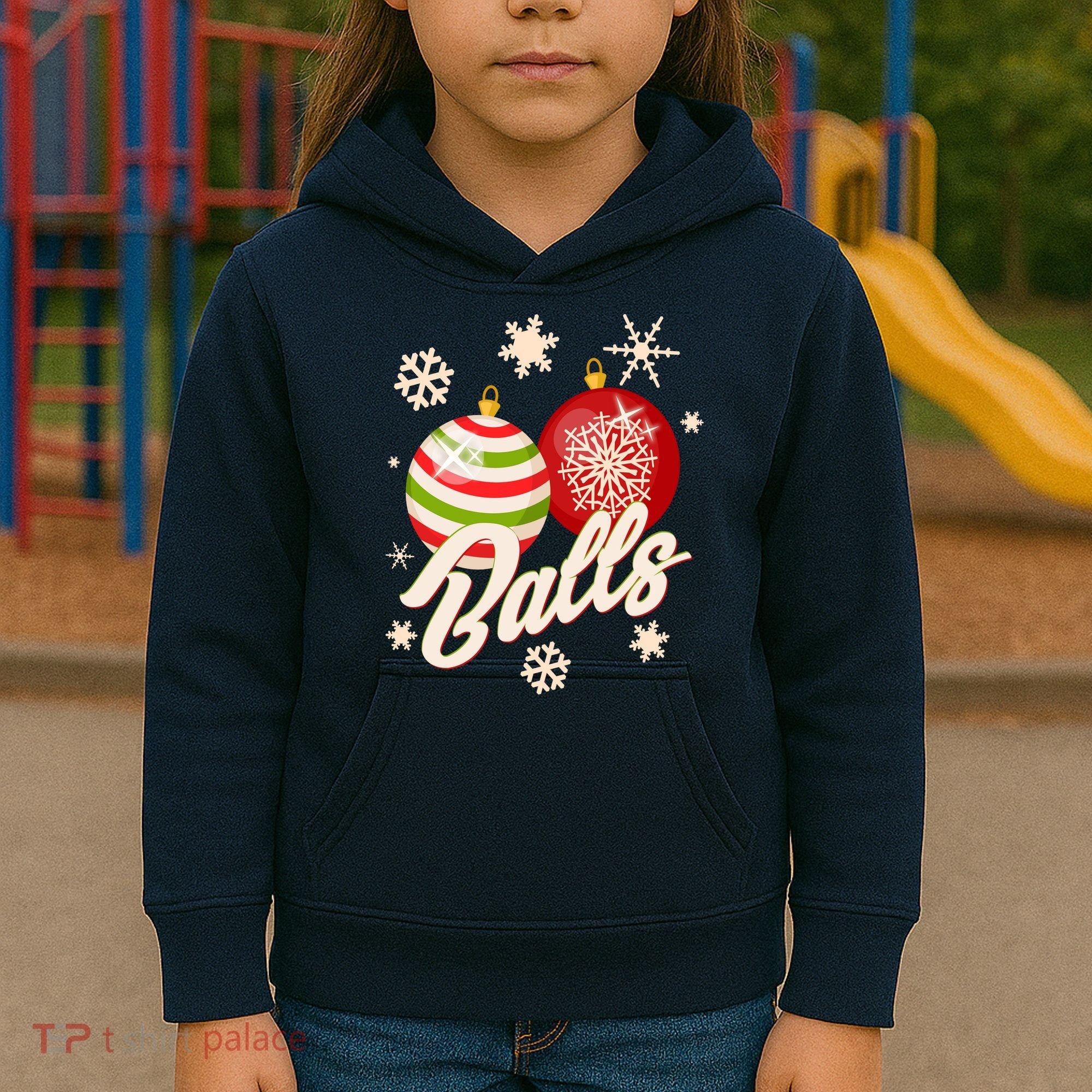 Funny Festive Christmas Balls Kids Hoodie