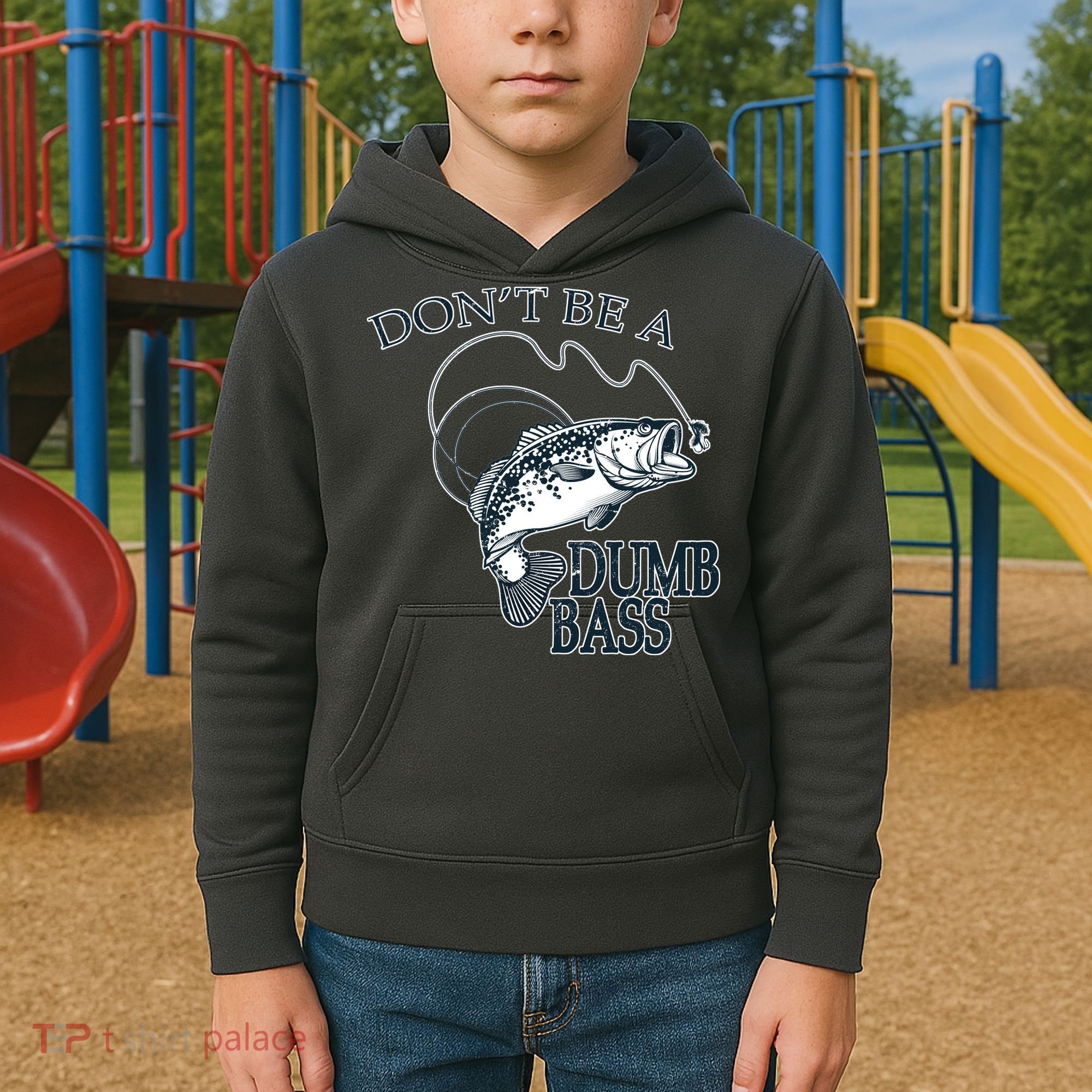 Funny Fishing - Don't Be A Dumb Bass Kids Hoodie