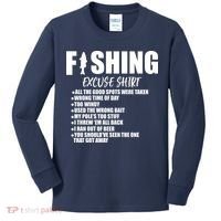 Funny Fishing Excuses Kids Long Sleeve Shirt thumb 0