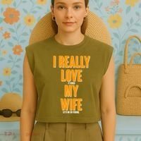 Funny Fishing I Really Love My Wife  Garment-Dyed Women's Muscle Tee thumb 4