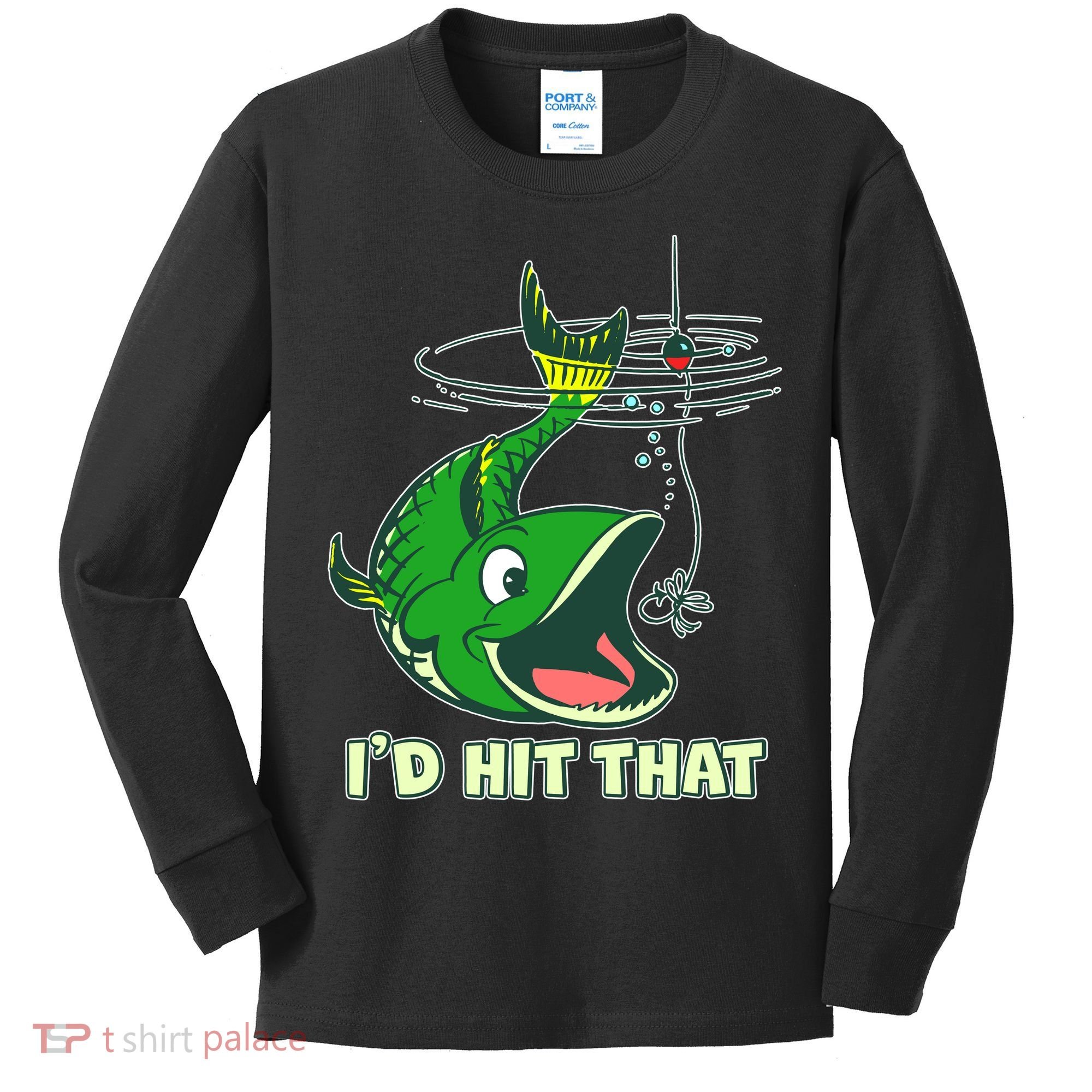 Funny Fishing I'd Hit That Kids Long Sleeve Shirt
