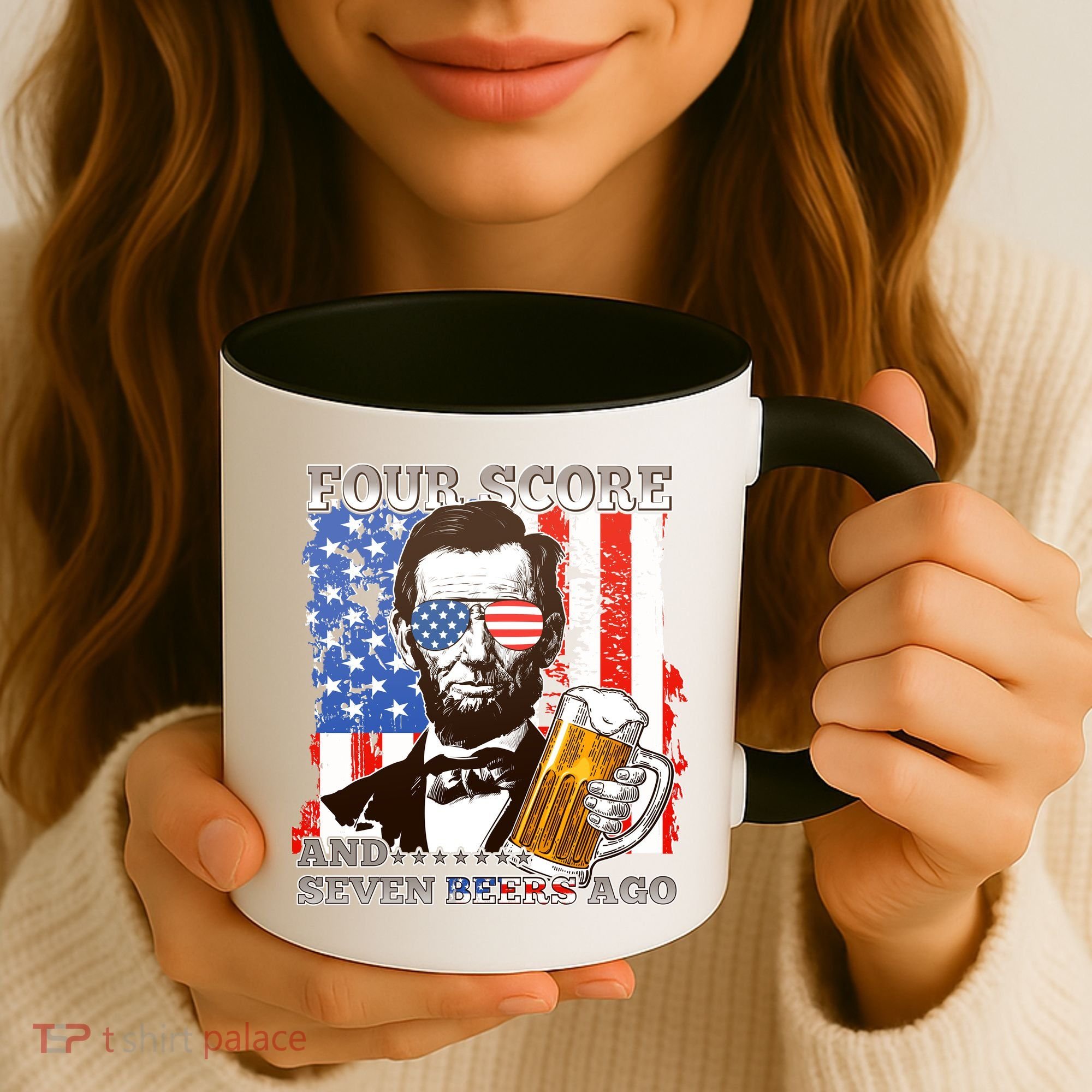 Funny Four Score And Seven Beers Ago Abe Lincoln Coffee Mug