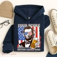 Funny Four Score And Seven Beers Ago Abe Lincoln Hoodie thumb 4