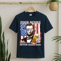 Funny Four Score And Seven Beers Ago Abe Lincoln T-Shirt thumb 2