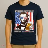 Funny Four Score And Seven Beers Ago Abe Lincoln T-Shirt thumb 3