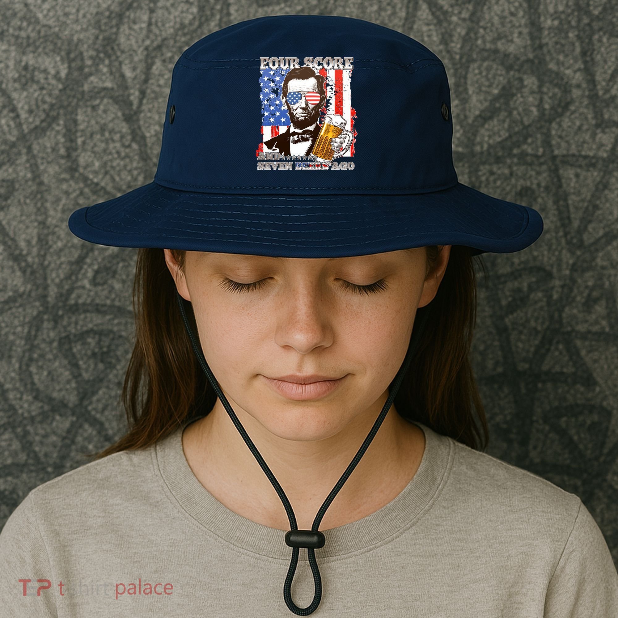 Funny Four Score And Seven Beers Ago Abe Lincoln Bucket Hat
