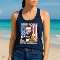 Funny Four Score And Seven Beers Ago Abe Lincoln Women's Tank Top thumb 2