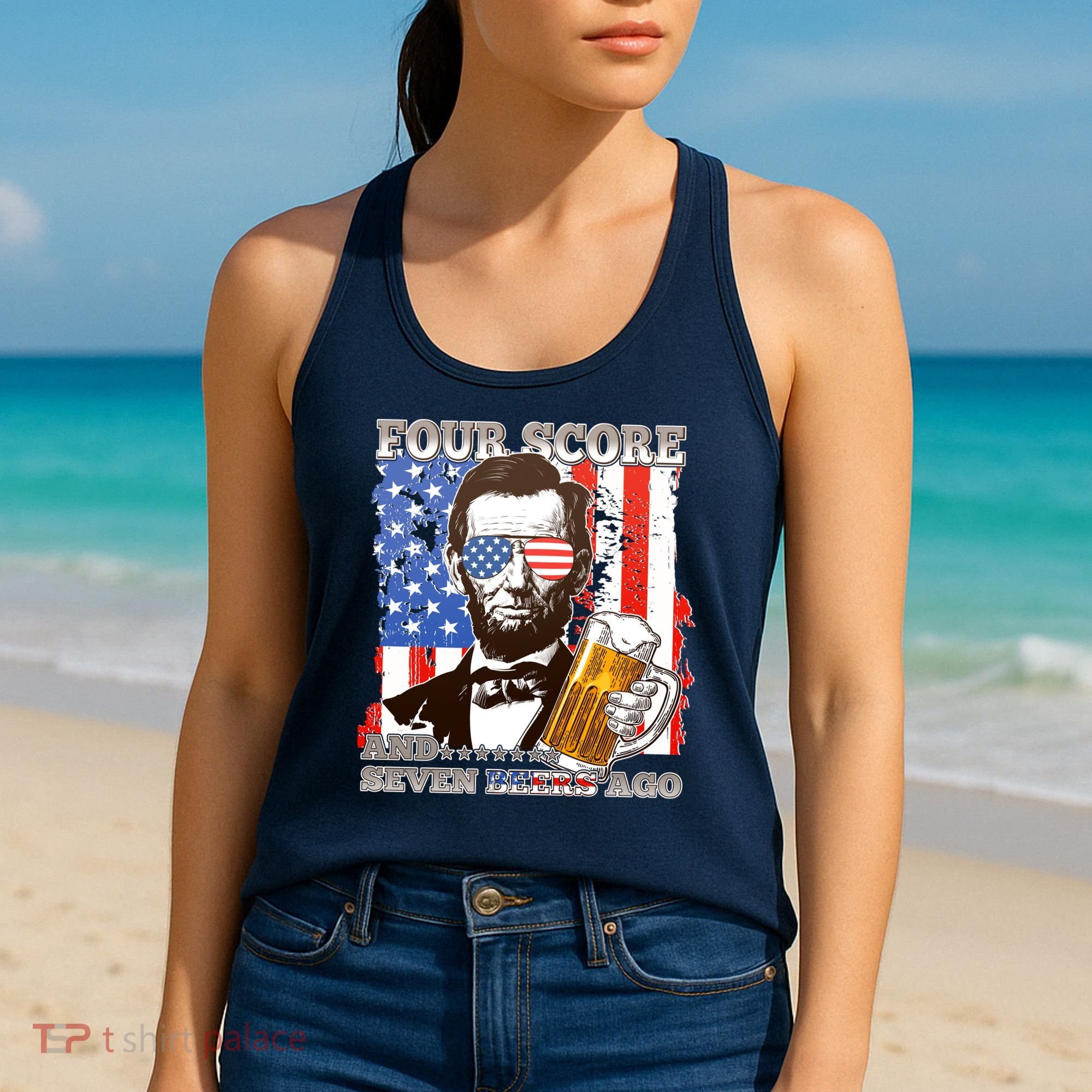 Funny Four Score And Seven Beers Ago Abe Lincoln Women's Tank Top