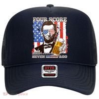 Funny Four Score And Seven Beers Ago Abe Lincoln Hat thumb 0