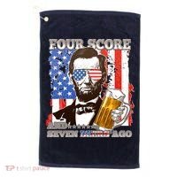 Funny Four Score And Seven Beers Ago Abe Lincoln Golf Towel thumb 0