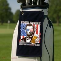 Funny Four Score And Seven Beers Ago Abe Lincoln Golf Towel thumb 2