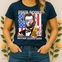 Funny Four Score And Seven Beers Ago Abe Lincoln Women's T-Shirt thumb 2