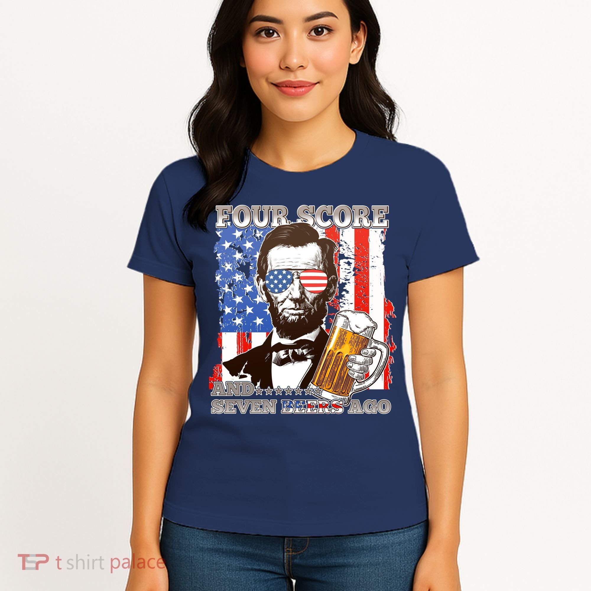 Funny Four Score And Seven Beers Ago Abe Lincoln Women's T-Shirt