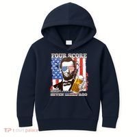 Funny Four Score And Seven Beers Ago Abe Lincoln Kids Hoodie thumb 0