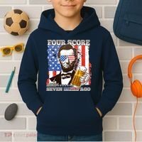 Funny Four Score And Seven Beers Ago Abe Lincoln Kids Hoodie thumb 2