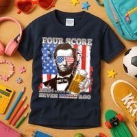 Funny Four Score And Seven Beers Ago Abe Lincoln Kids T-Shirt thumb 3