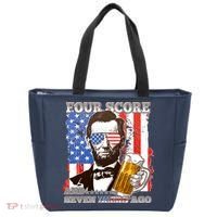 Funny Four Score And Seven Beers Ago Abe Lincoln Tote Bag thumb 0