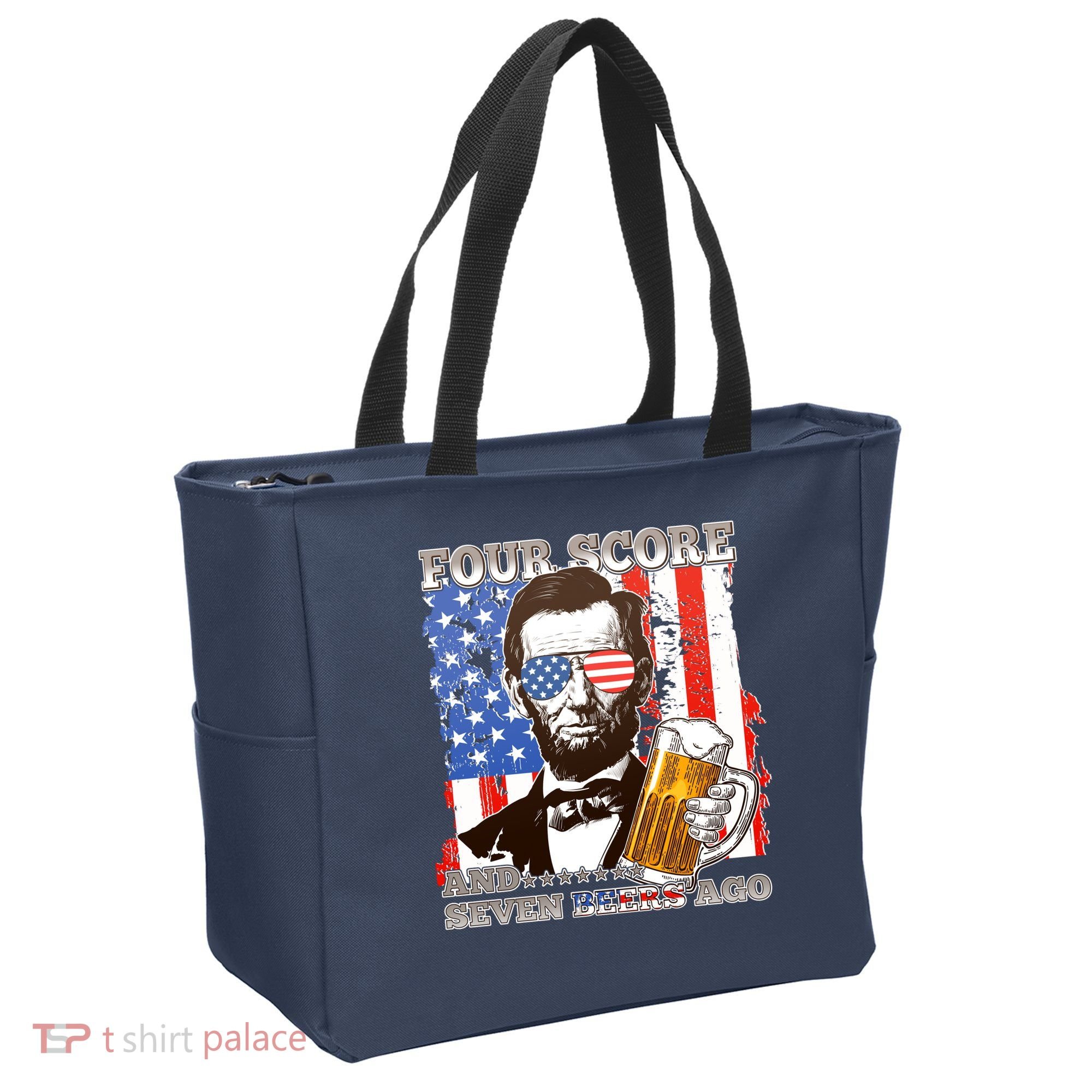 Funny Four Score And Seven Beers Ago Abe Lincoln Tote Bag