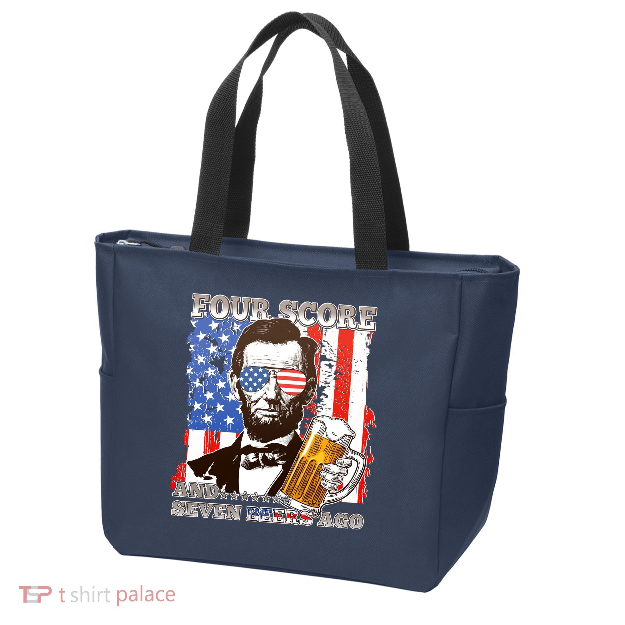 Funny Four Score And Seven Beers Ago Abe Lincoln Tote Bag
