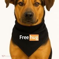 Funny Free Hug Logo Meme USA-Made Doggie Bandana thumb 1