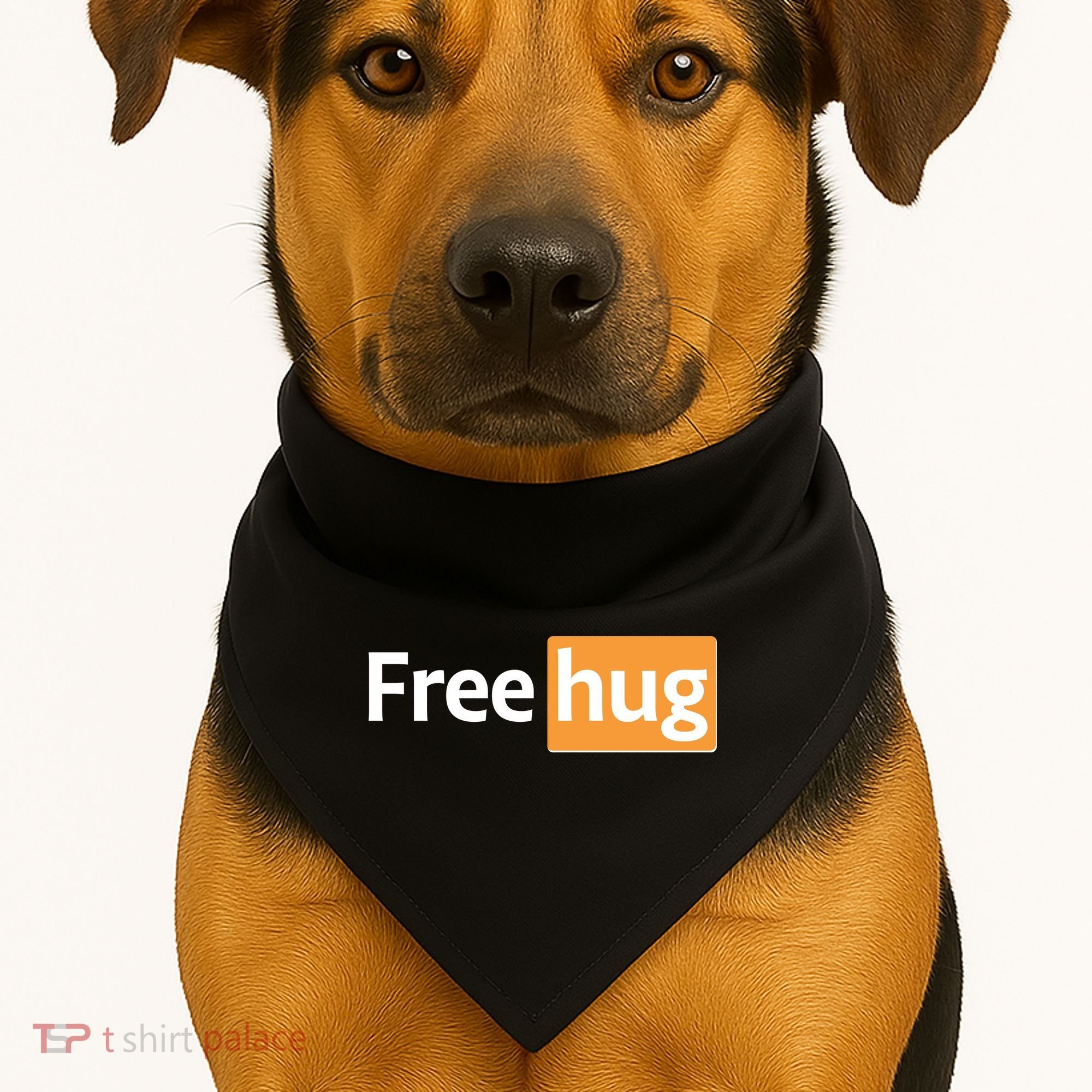 Funny Free Hug Logo Meme USA-Made Doggie Bandana