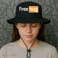 Funny Free Hug Logo Meme Bucket Hat thumb 3
